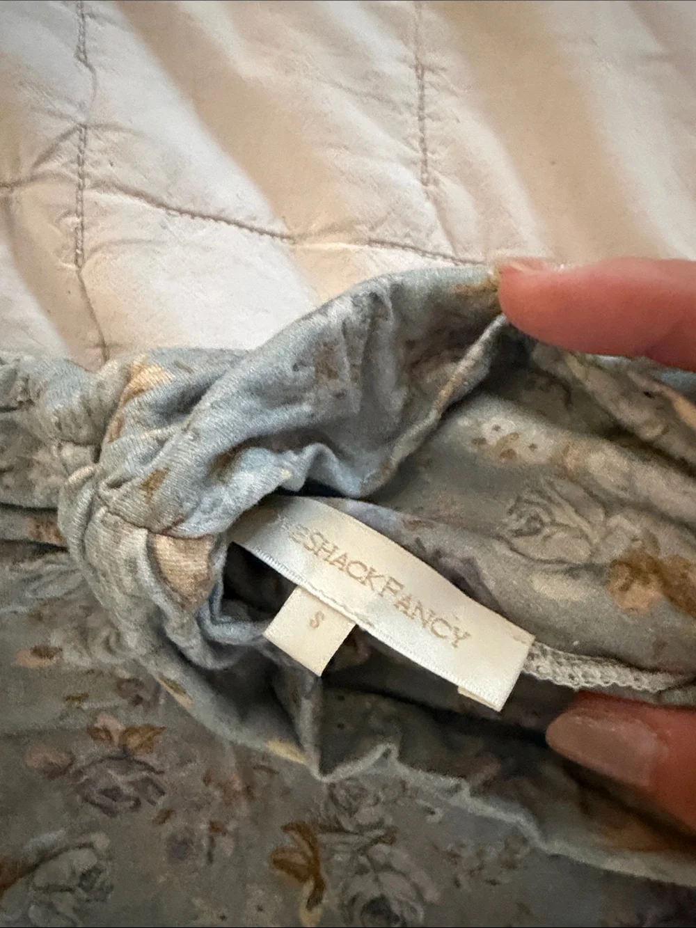 Light Blue Floral Turtleneck Long-Sleeve Top